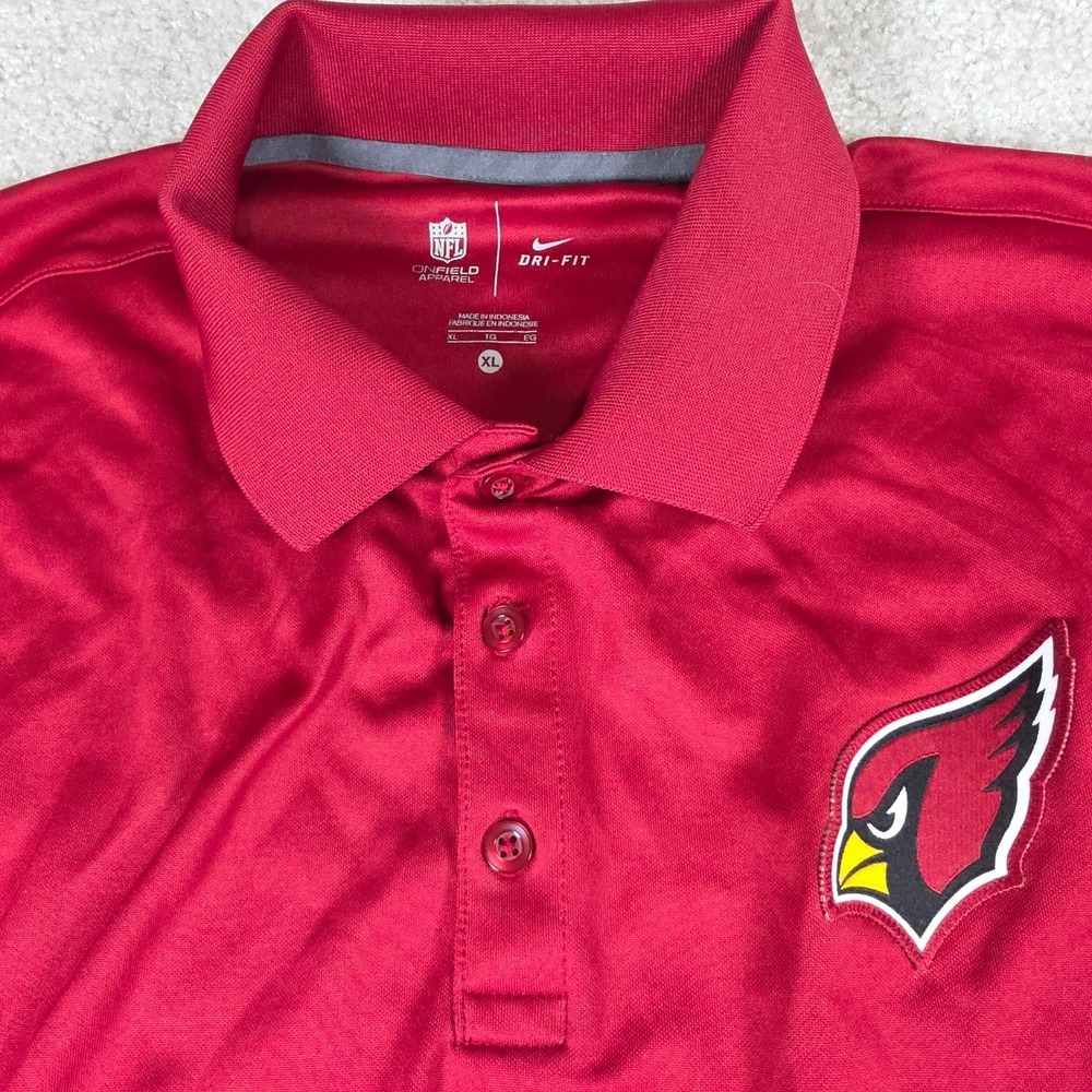 Nike Arizona Cardinals NFL Polo XL Dri-FIT Sideline Performance Red Striped Mens